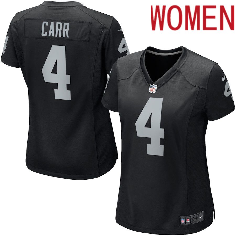 Women Oakland Raiders #4 Derek Carr Nike Black Game Player NFL Jersey->women nfl jersey->Women Jersey